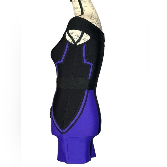 Guess by Marciano Bandage off shoulder Dress XS NWT black and purple mini - Picture 3 of 12